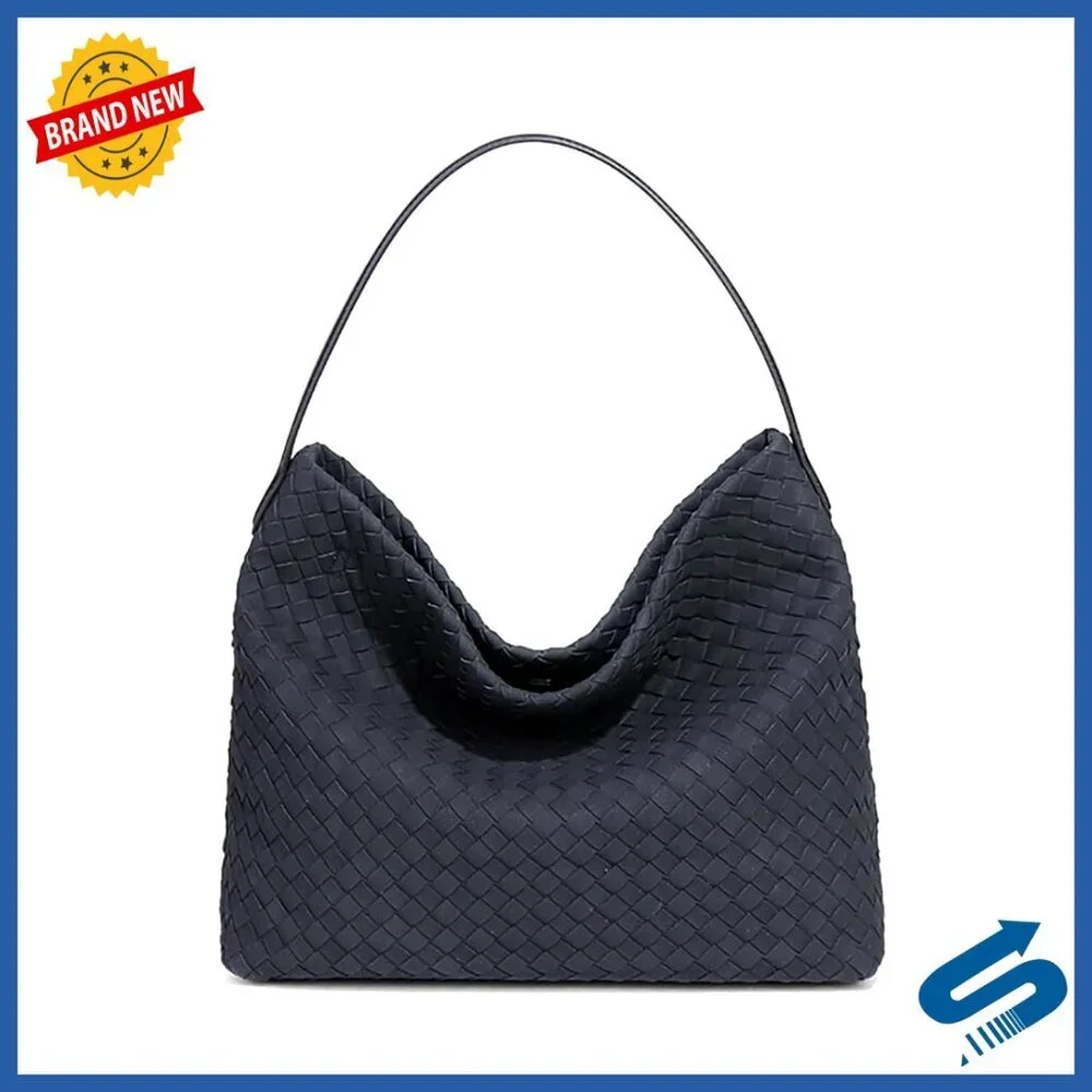 Woven Tote Bag Elegant Minimalist Shoulder Handbag Top Handle Purse